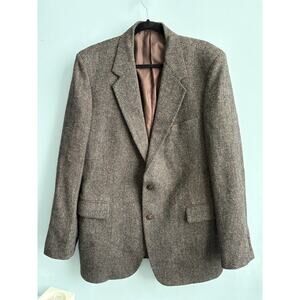 Vintage Faberge For Simpsons Wool Brown/ Multicolor Herringbone Blazer Mens 44L